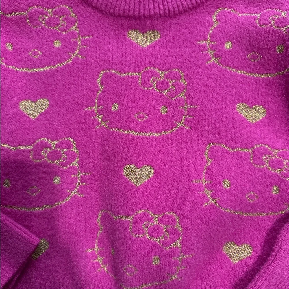 Hello Kitty Pink Metallic Lurex Holiday Sweater Size XS(4-5)